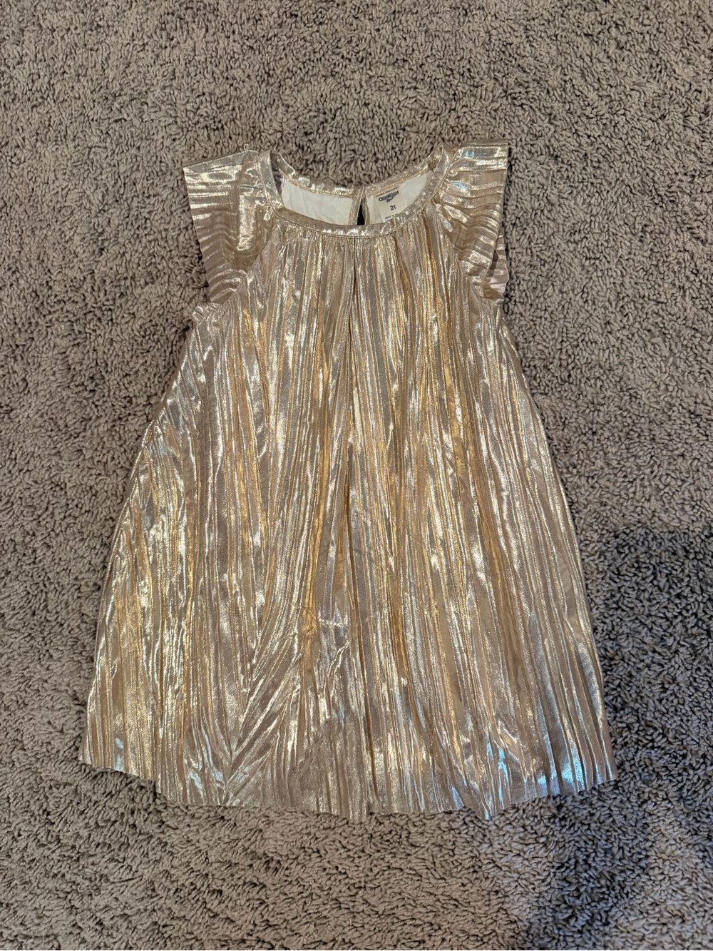 OshKosh B'gosh Metallic Gold Pleated Flutter-Sleeve Dress